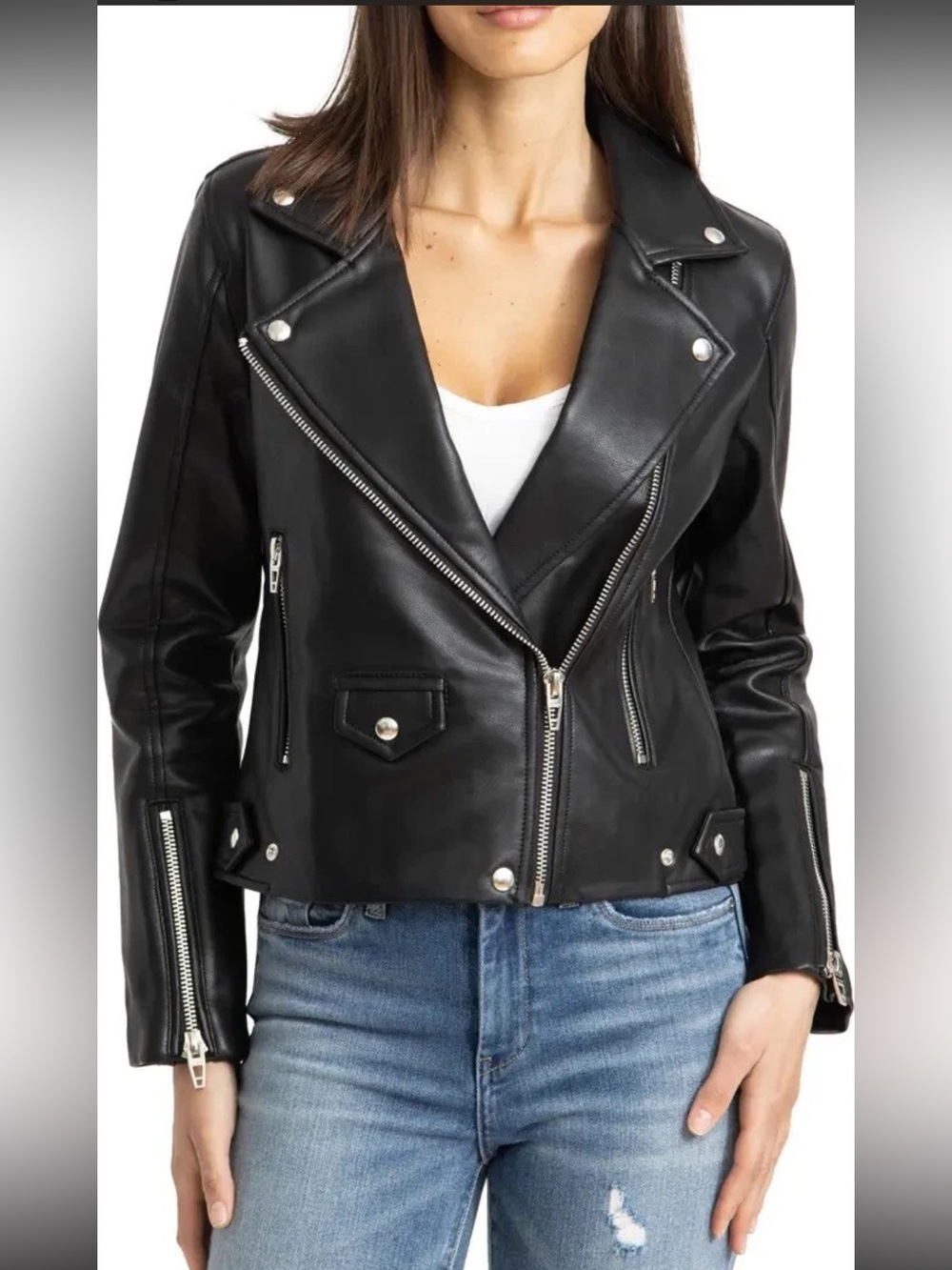 Blank NYC Faux Leather Moto Jacket, S